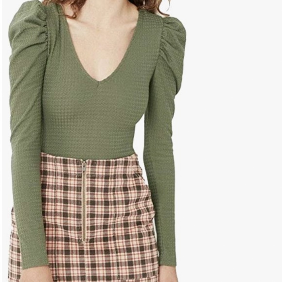 wild fable Tops - Wild Fable Women's Puff Long Sleeve Bodysuit - Olive Green SIZE SMALL